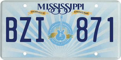 MS license plate BZI871