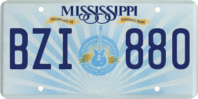 MS license plate BZI880
