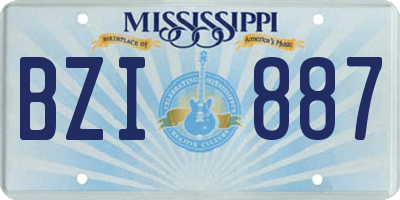 MS license plate BZI887