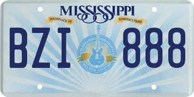 MS license plate BZI888