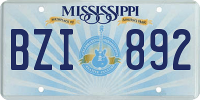 MS license plate BZI892