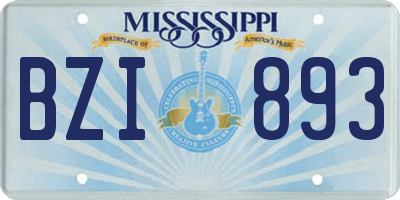 MS license plate BZI893