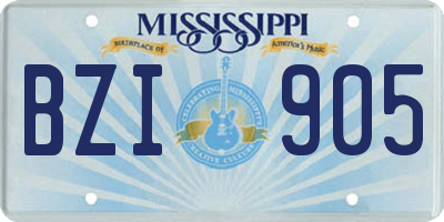 MS license plate BZI905
