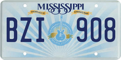MS license plate BZI908
