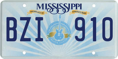 MS license plate BZI910