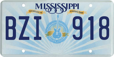 MS license plate BZI918