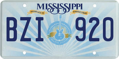 MS license plate BZI920