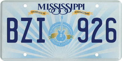 MS license plate BZI926