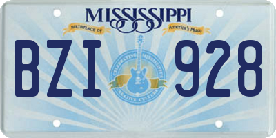MS license plate BZI928