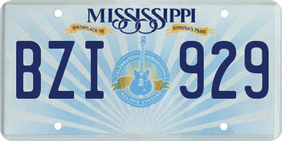 MS license plate BZI929
