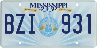 MS license plate BZI931