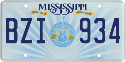 MS license plate BZI934
