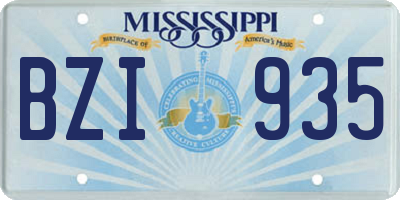 MS license plate BZI935