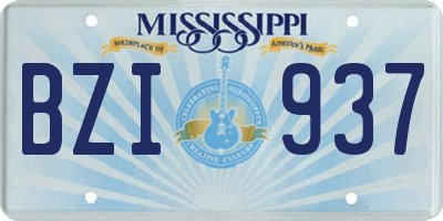 MS license plate BZI937