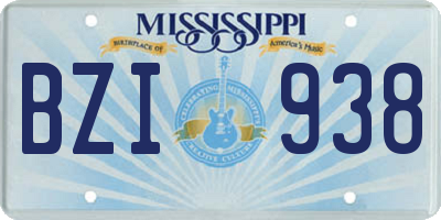 MS license plate BZI938