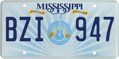 MS license plate BZI947