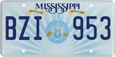 MS license plate BZI953