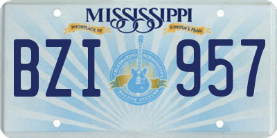 MS license plate BZI957