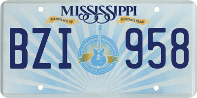 MS license plate BZI958
