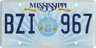 MS license plate BZI967