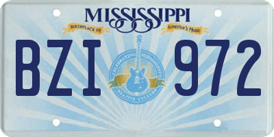 MS license plate BZI972