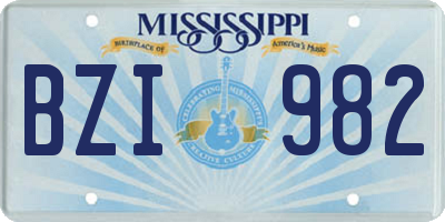 MS license plate BZI982