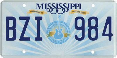 MS license plate BZI984