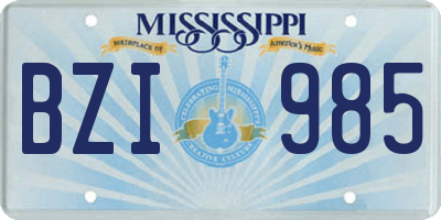 MS license plate BZI985