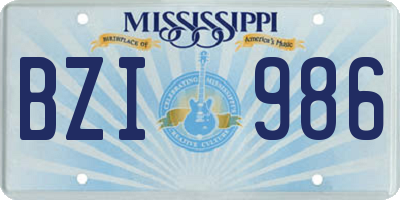MS license plate BZI986