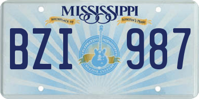 MS license plate BZI987