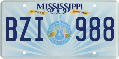 MS license plate BZI988