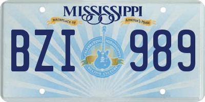 MS license plate BZI989