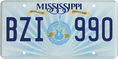 MS license plate BZI990