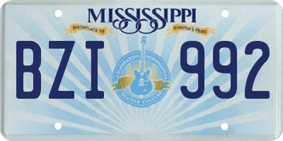 MS license plate BZI992
