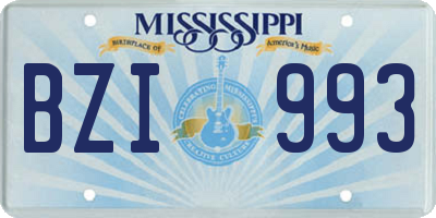 MS license plate BZI993