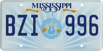 MS license plate BZI996