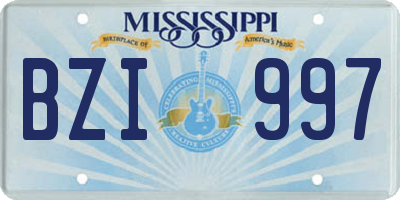 MS license plate BZI997