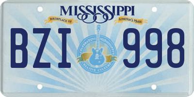 MS license plate BZI998