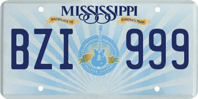 MS license plate BZI999