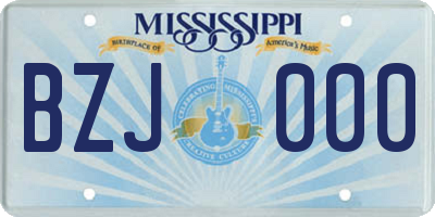 MS license plate BZJ000