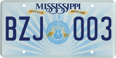 MS license plate BZJ003