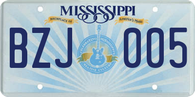 MS license plate BZJ005