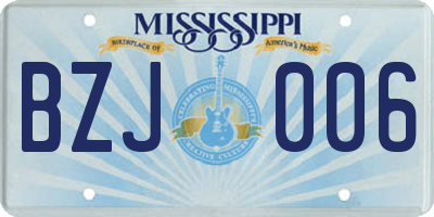 MS license plate BZJ006