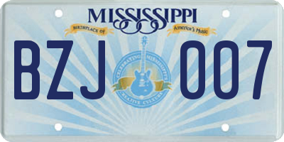 MS license plate BZJ007