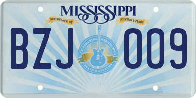 MS license plate BZJ009