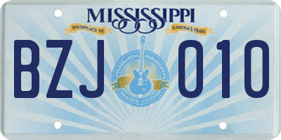 MS license plate BZJ010