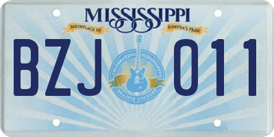 MS license plate BZJ011
