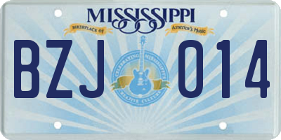 MS license plate BZJ014