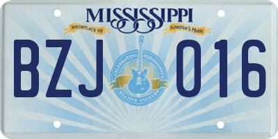 MS license plate BZJ016