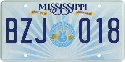MS license plate BZJ018